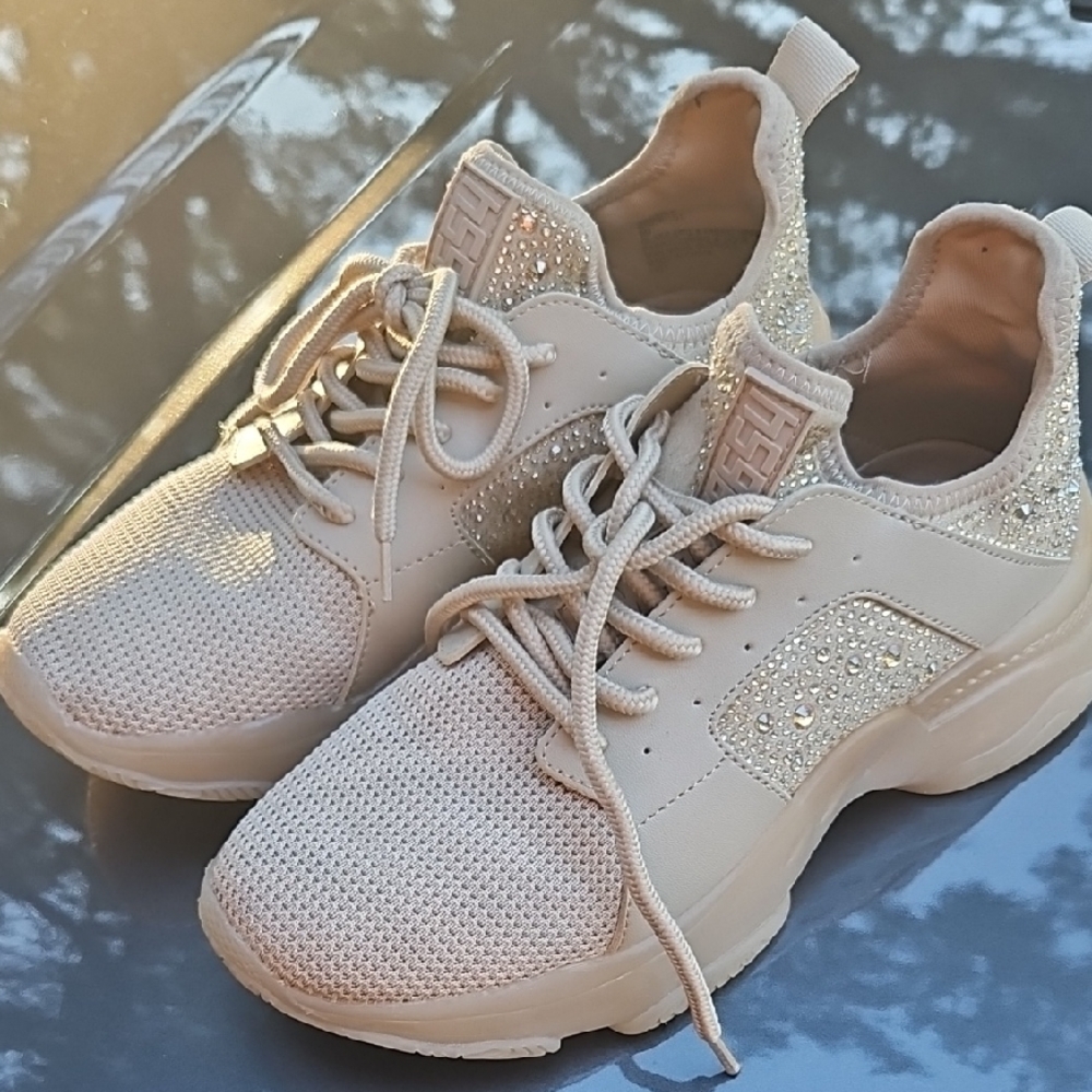Steve Madden Cream Glitter Sneakers